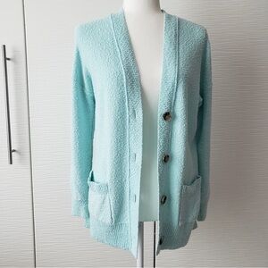 LOFT Aqua Button-Up Cardigan